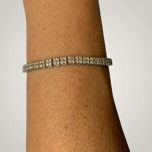 Double row Diamond Tennis Bracelet in Sterling Silver